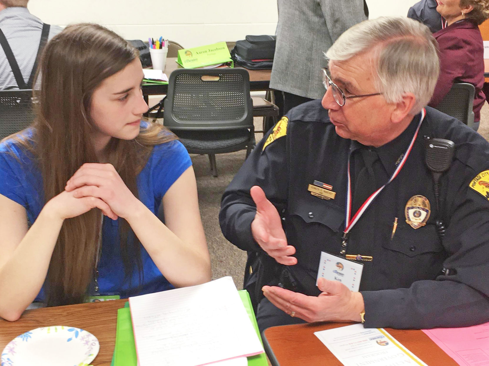 FLAG's Sarah Willis and Police Chief Ken Manthey